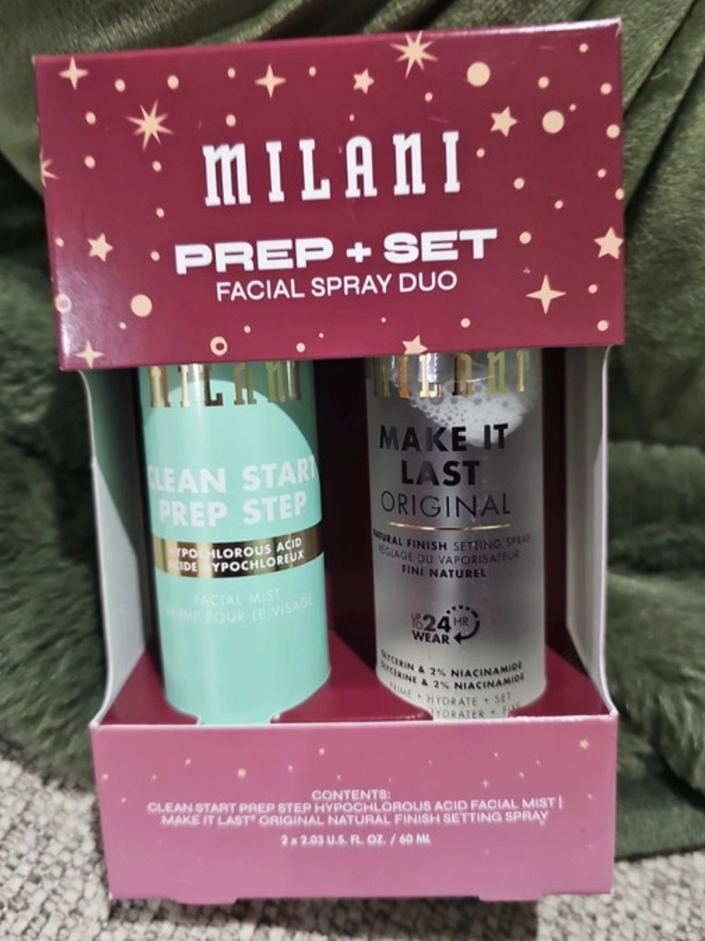 Milani Prep + Set Facial Spray Duo – Mint & Silver Bottles